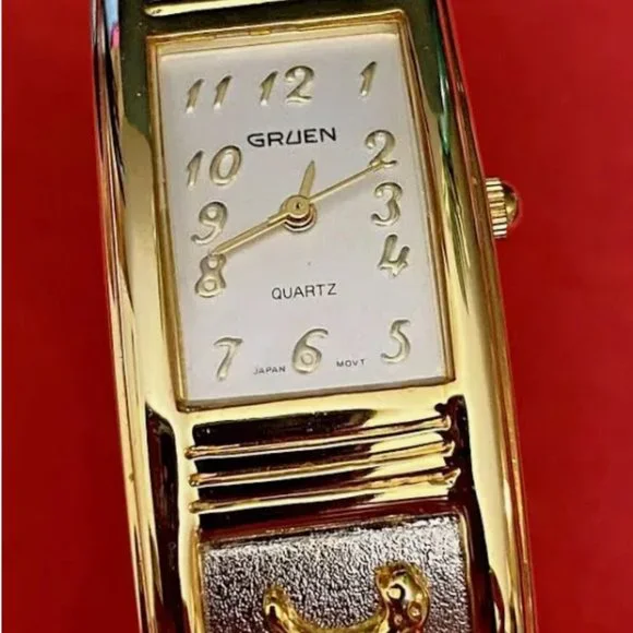 GRUEN QUARTZ HINGED BANGLE BRACELT WATCH – NEW - Picture 2 of 5
